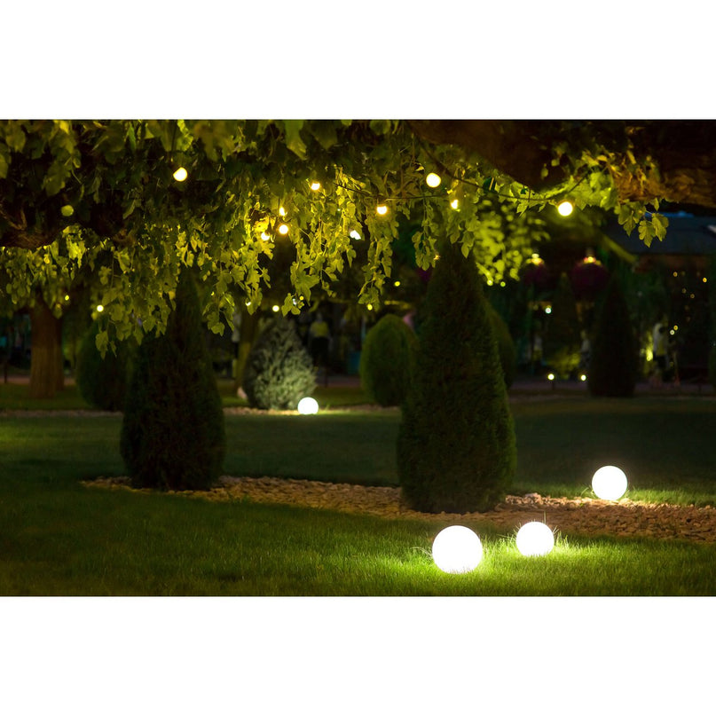 Buiten de Spitical Spit "Ball" D: 40 cm, voor buiten, plastic aarde spies, wit, E27, - Wegelettes