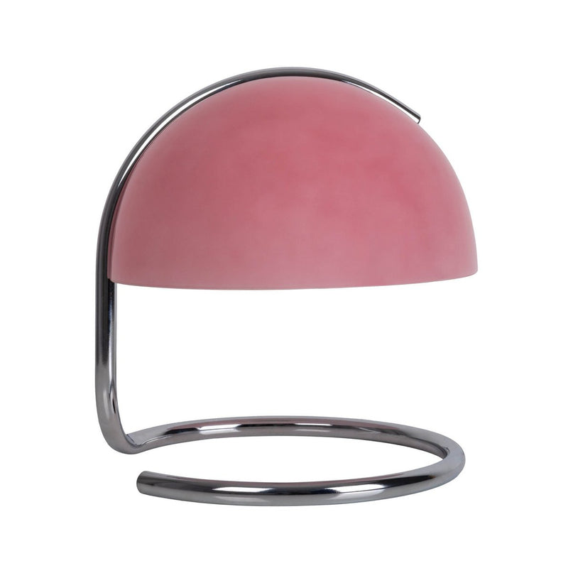 Tafellamp "Burano" roze, ca. 25 cm hoog, Ø 23,5 cm, gemaakt van chroom -gekleurd metaal en roze glas, E27.