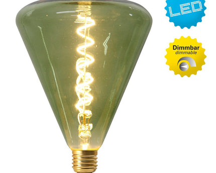 LED -lamp "Dilly" E27 -versie, 4 watt, metaal en glas in groen