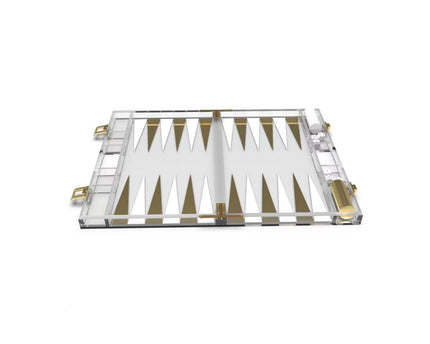 Backgammon -spel in wit en gouden acryl