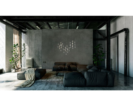 Led hanger lamp "Araneus" metaal en plastic in chroom, met stevig ingebouwde leds, 80 cm lang, verlichting voor woonkamer, eetkamer of kantoor