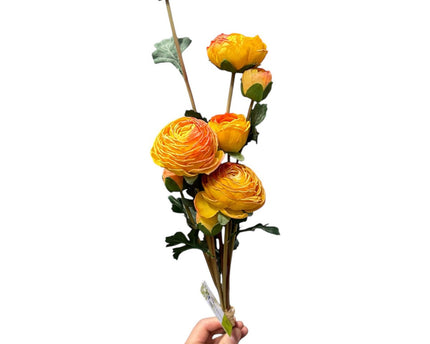 9-stengelige Mica Decorations Ranonkels Kunstbloemen Boeket / Lengte 55cm /orange