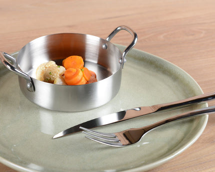 Mini Matte ronde steelpan met twee rondes 12x12x4cm