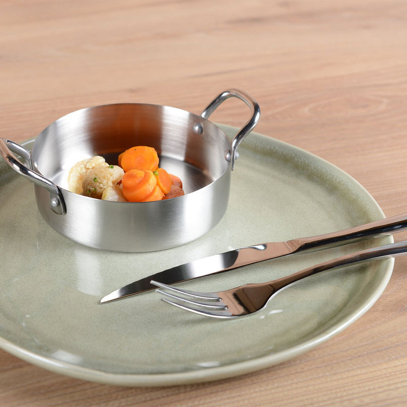 Mini Matte ronde steelpan met twee rondes 12x12x4cm