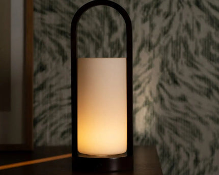 Evie Donkerbruine Oplaadbare Houten Tafellamp – Dimbaar & Snoerloos