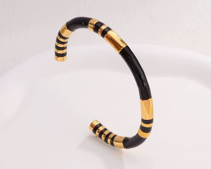 Stapelbaar geëmailleerde armbanden-wit, zwart n groen