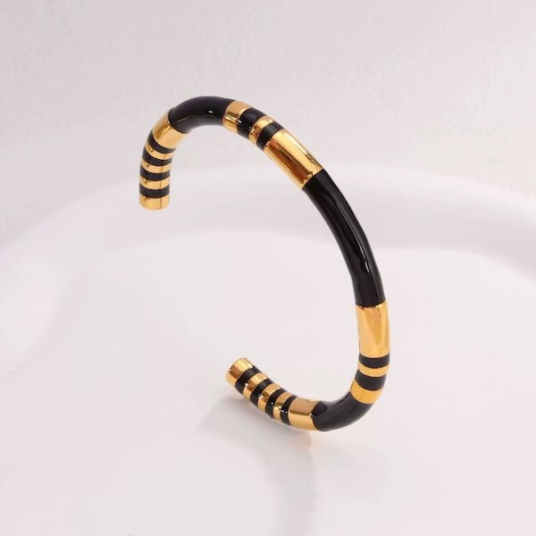Stapelbaar geëmailleerde armbanden-wit, zwart n groen