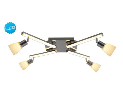 LED -plafondlicht "Ibiza" 68 cm lang, gemaakt van chroom -gekleurd metaal, glas en plastic