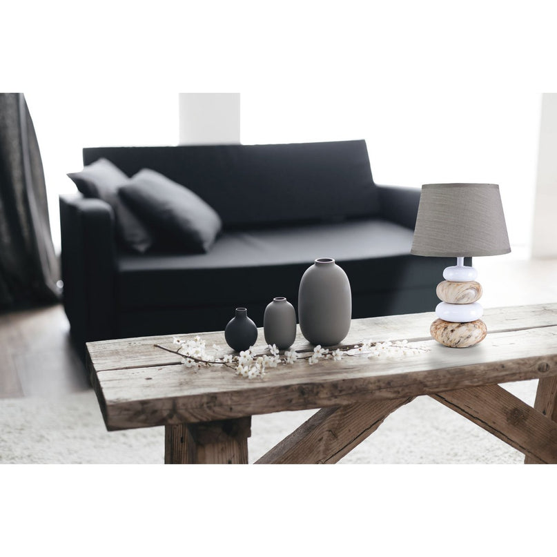 Keramische tafellamp "Stoney", keramische tafellamp in bruin, met E14 -aansluiting, tafellamp voor eetkamer, woonkamer, gang of kantoor, of als een bedlamp, 31 cm hoog