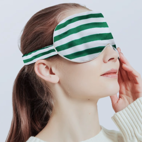 100% zijde ontspanningsslaapmasker-19 mm-bandjes op schaakbordpatronen-oversize