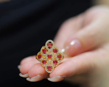 Echte Ruby Royal Frame Ring-verstelbaar