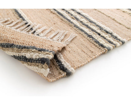 Tapis rayé fait main en laine et jute RAJ