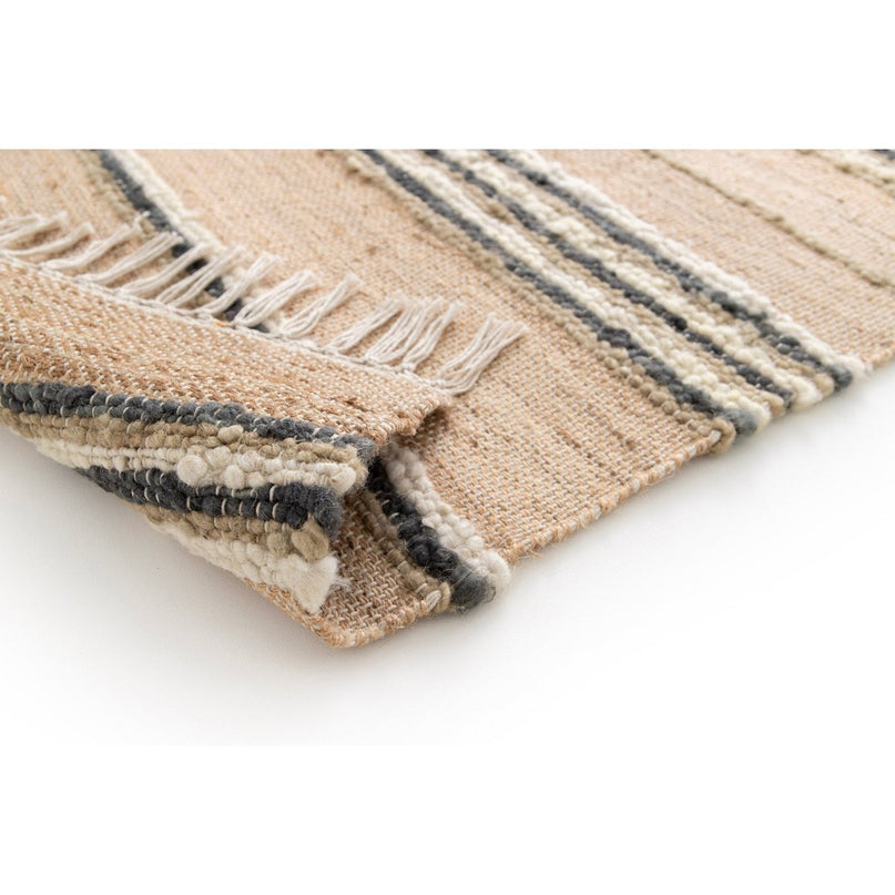 Tapis rayé fait main en laine et jute RAJ