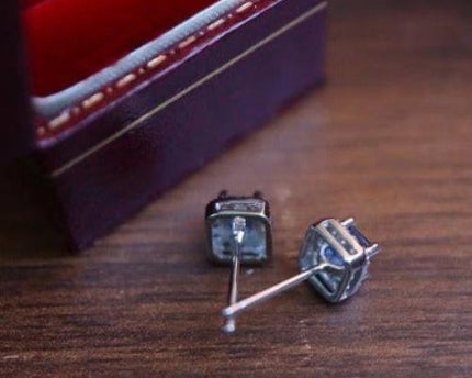 Fancy Square Saffier Gem -oorbellen
