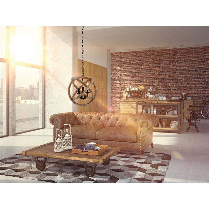 Hangende lamp "regia", black metal, henneptouw, E27 -aansluiting, verlichting voor woonkamer, eetkamer of kantoor, een diameter van 43 cm