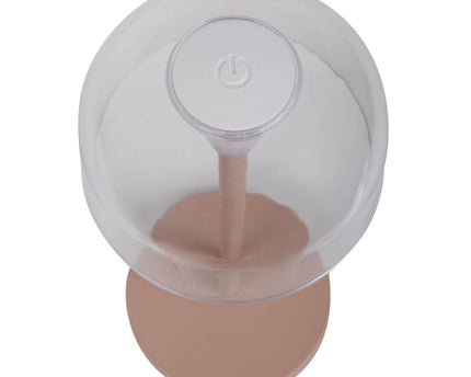 2-ex-ingestelde LED-batterijtafellamp "Gomba" voor buiten en binnen, gemaakt van metaal en plastic in matte amandel, 18,5 cm hoog
