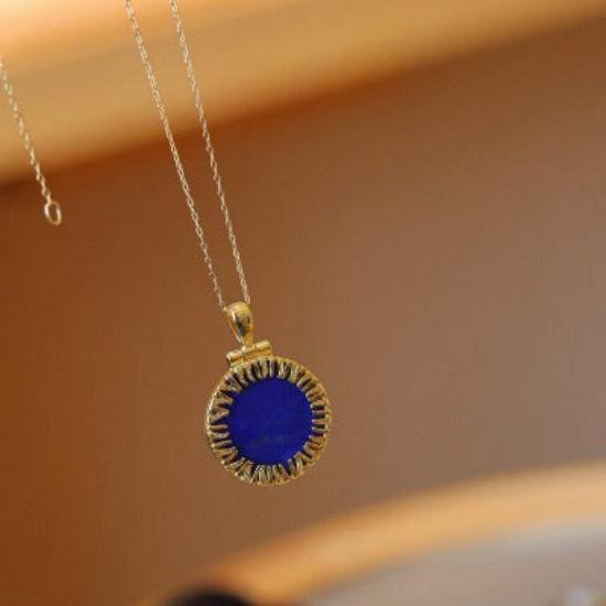 Helios lapis lazuli ronde hanger ketting