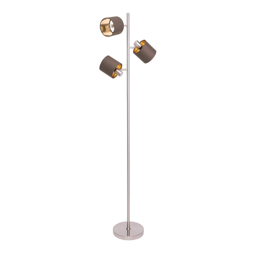 Staande lamp "maron" gemaakt van metalen satine-mat met stof paraplu's in bruin, met E14-aansluiting, voor eetkamer, woonkamer, gang of kantoor, lamp voor woonkamer, eetkamer, hal en kantoor, staande lamp in 153 cm High