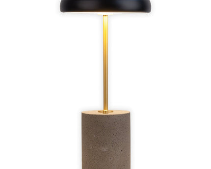Batterijlamp "seta" zwart 30 cm hoog gemaakt van metaal en beton, met een stevig gebouwd -in LED