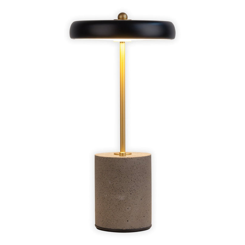 Batterijlamp "seta" zwart 30 cm hoog gemaakt van metaal en beton, met een stevig gebouwd -in LED
