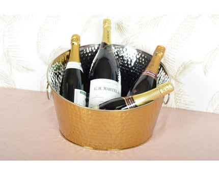Bouwer met gehamerd gouden champagne 38 cm