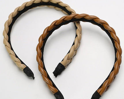 Vintage stijl gevlochten hoofdband in leerlook