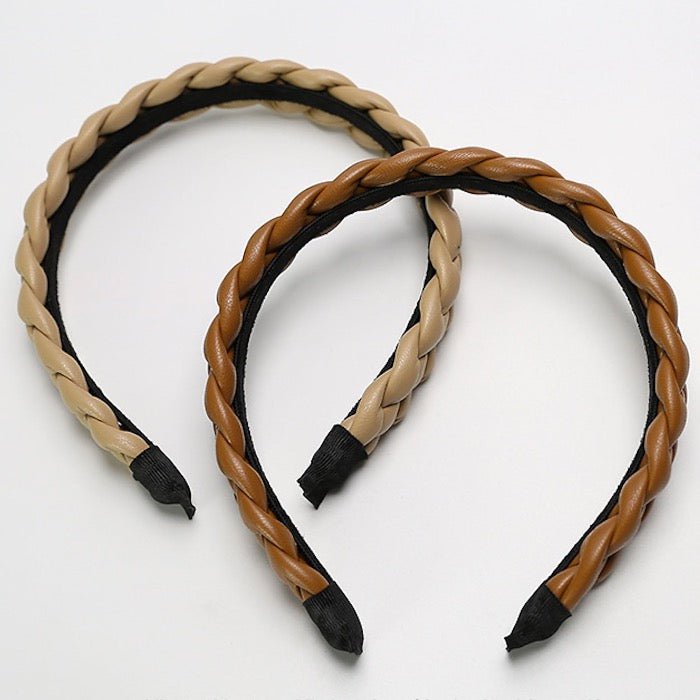 Vintage stijl gevlochten hoofdband in leerlook