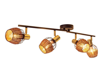 4 plafondlamp "Corbis", metalen plek in zwart en goud, met E14 -aansluiting, voor eetkamer, woonkamer, gang of kantoor, plafondlamp, 78 cm lang