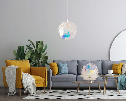 Hanger lamp "fora" gemaakt van metaal en iriserend plastic, e27 socket, verlichting voor woonkamer, eetkamer en kantoor, Ø40 cm