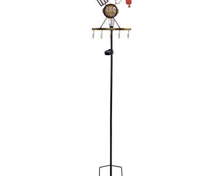 LED Solar Earth Spit H: 130 cm (BBQ), voor buiten, gemalen spiesjes gemaakt van metaal en plastic in roest, met geïntegreerde LED