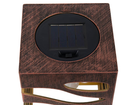LED Decoratie Solar Light "Hilda", 12,3 x 12,3 cm, 20 cm hoog, gemaakt van hoogwaardige plastic, binnen goud, goudbruine metalen afwerking, geïntegreerde LED, warm wit