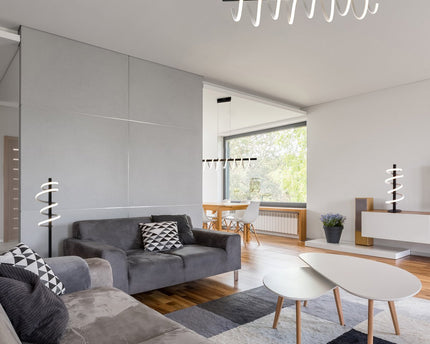 LED staande lamp "Belleza", moderne vloerlamp gemaakt van metaal en plastic in zwart en wit, met stevig ingebouwde LED's, 140 hoog, verlichting voor woonkamer, eetkamer, slaapkamer of kantoor.