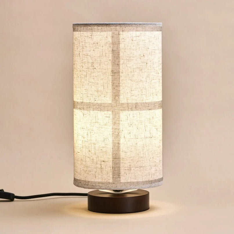 Sakura Donkerbruine Tafellamp met Linnen Kap | Handgemaakte en stijlvolle verlichting