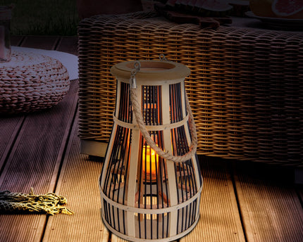 Decollicht "Korbinian" inclusief Solar Led Candle for Garden and Balcony, van Rattan in Nature, Solar Lamp Hoogte 35 cm