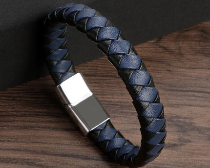 Leerachtige gevlochten herenarmband