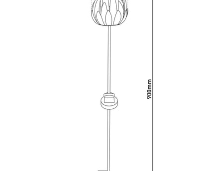 LED Solar Skeer "Flower", voor buiten, metaal en plastic aarde spies in koper, met geïntegreerde LED