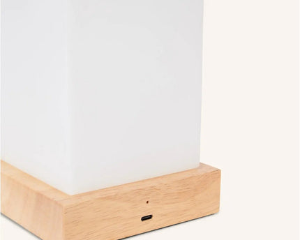 Harper lichtbruine houten lamp – draadloze oplaadbare tafellamp met handvat