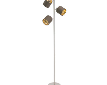 Staande lamp "maron" gemaakt van metalen satine-mat met stof paraplu's in bruin, met E14-aansluiting, voor eetkamer, woonkamer, gang of kantoor, lamp voor woonkamer, eetkamer, hal en kantoor, staande lamp in 153 cm High