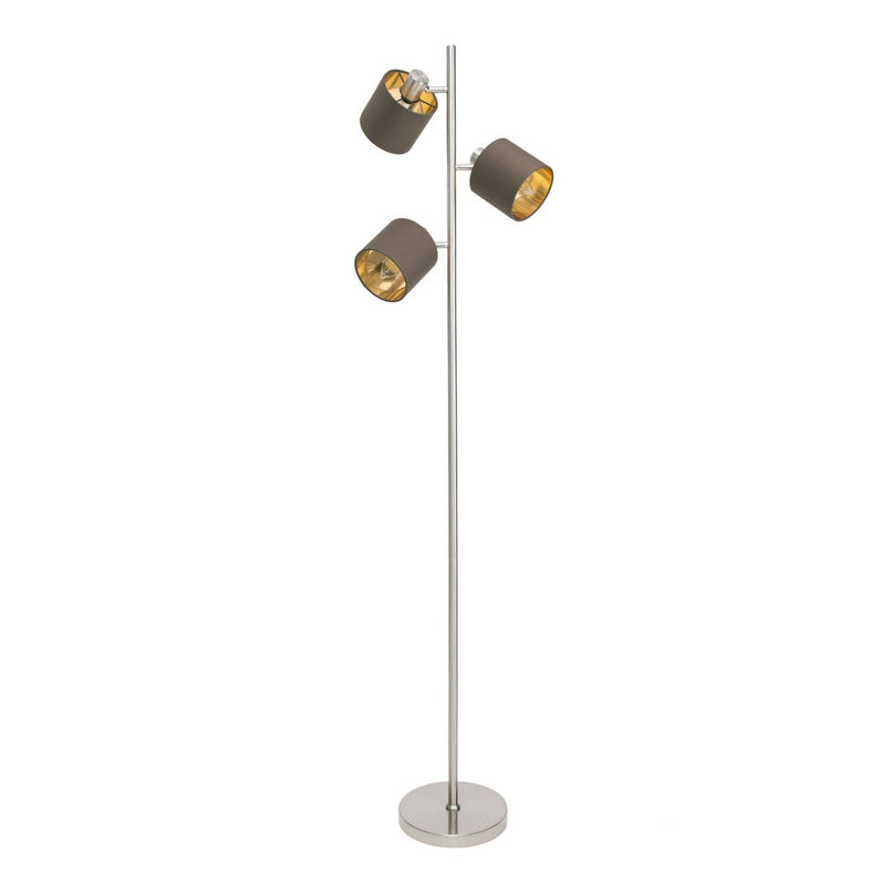 Staande lamp "maron" gemaakt van metalen satine-mat met stof paraplu's in bruin, met E14-aansluiting, voor eetkamer, woonkamer, gang of kantoor, lamp voor woonkamer, eetkamer, hal en kantoor, staande lamp in 153 cm High