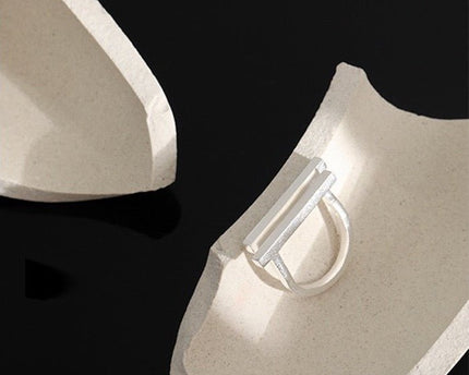 Sterling zilver en goud vermeil Geometrische dubbele staafring