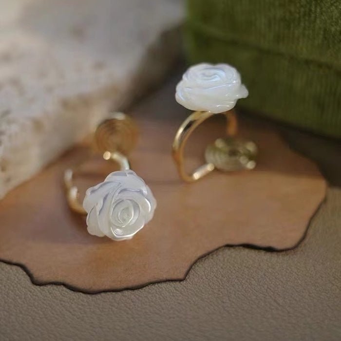 Levendige parelmoer Rose Flower Ear Cuff-One Pair