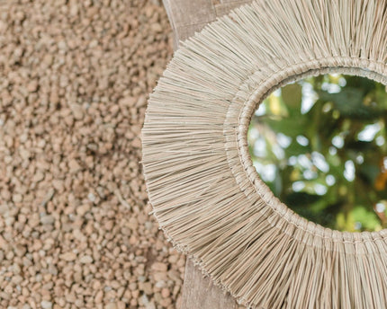 Wandspiegel van Zeegras Rond met 60 cm Diameter RIMBA