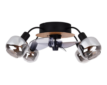 Plafondlamp inclusief ventilator "fumoso", in zwart, bruin en natuur, voor E27, Ø 51 cm