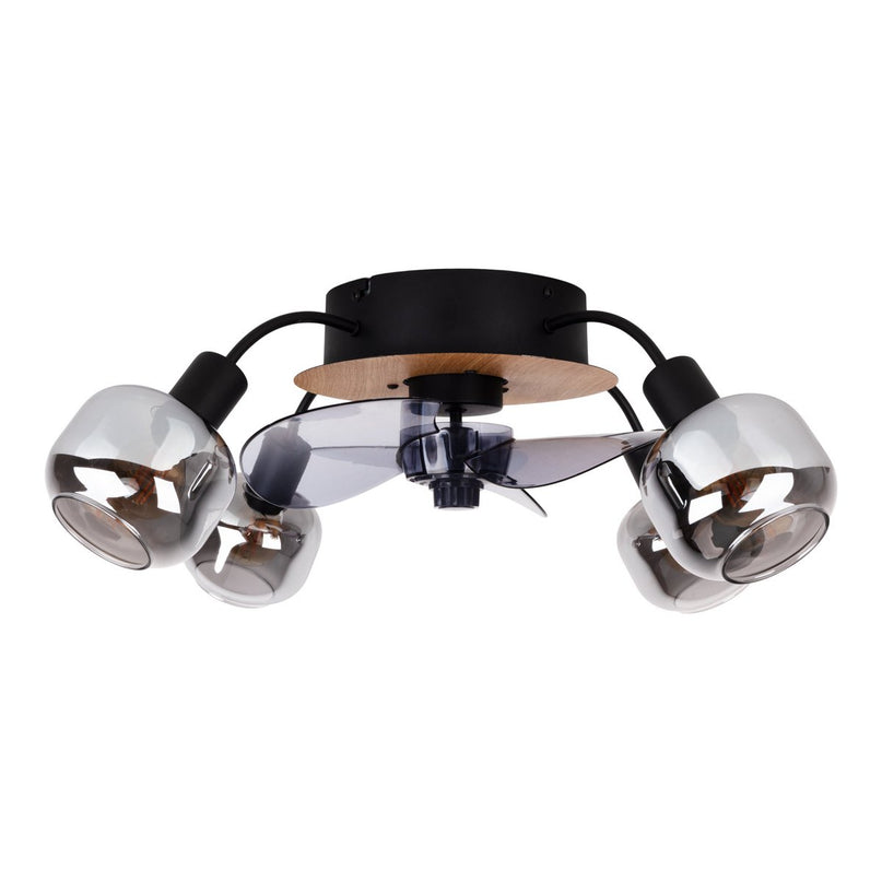 Plafondlamp inclusief ventilator "fumoso", in zwart, bruin en natuur, voor E27, Ø 51 cm