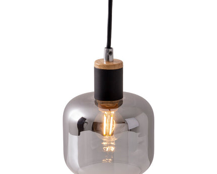 1-pendelende lamp "fumoso", hanglamp gemaakt van metaal en glas in zwart, met E14-aansluiting, voor eetkamer, woonkamer, gang of kantoor, hangende lamp 80 x 20 cm