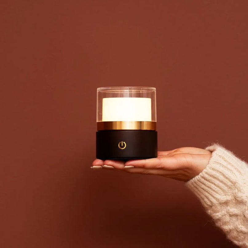 Leo donkerbruine compacte draadloze oplaadbare lamp – natuurlijk hout, dimbaar licht