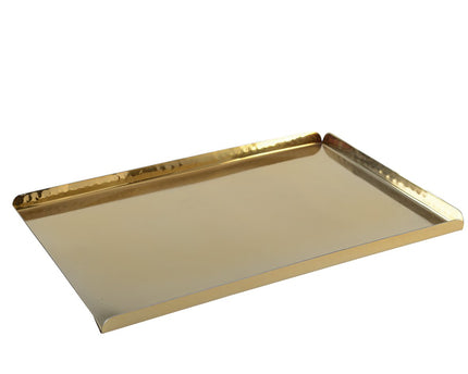 Golden gehamerd rechthoekig dienblad 30,5x21x1.25 cm