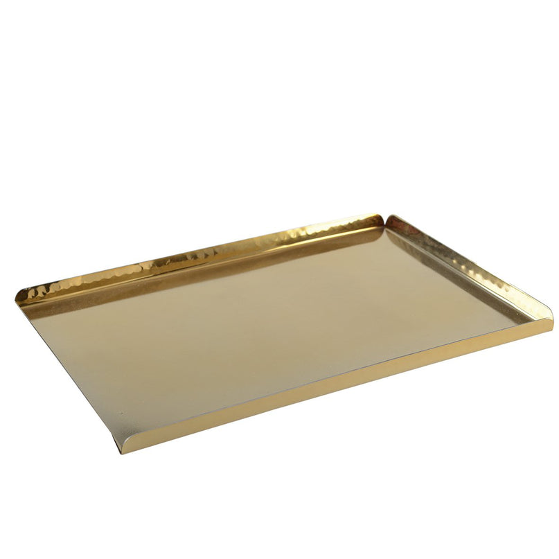 Golden gehamerd rechthoekig dienblad 30,5x21x1.25 cm