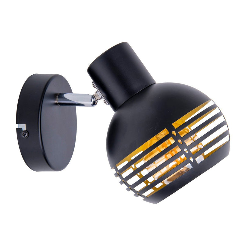 1er muur- en plafondlamp, plek "casco" gemaakt van metaal in zwart en goud, met E27 -aansluiting, 23 x 12 x 14 cm. Stijlvolle verlichting voor woonkamer, eetkamer of keuken.