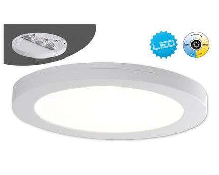 LED-plafondlamp "bonus" Ø21,7 cm, functionele lichtinstallatie en structuur mogelijk, plafondlamp gemaakt van metaal en plastic in wit, met stevig ingebouwde LED's, waaronder CCT-kleurwisselaar